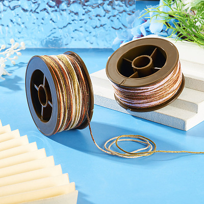 2 Rolls 2 Colors Segment Dyed Round Polyester Twisted Cords OCOR-TA0003-59C-1