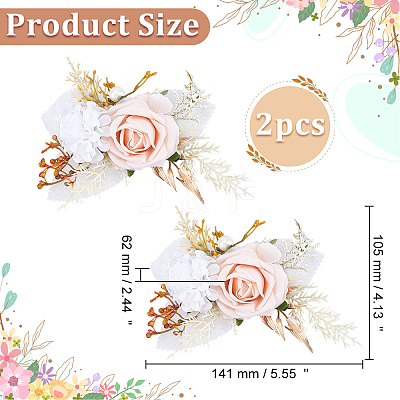Silk Artificial Flower Boutonniere AJEW-WH0766-59-1