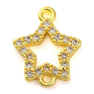 Brass Micro Pave Clear Cubic Zirconia Star Links Connector Charms KK-A230-03B-G-1