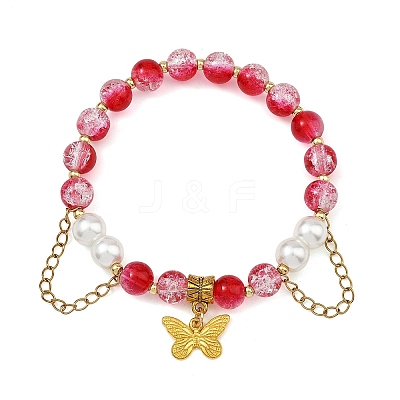 Alloy Butterfly Charm Bracelets BJEW-JB14139-01-1