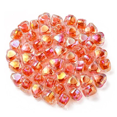 UV Plating Rainbow Iridescent Acrylic Beads OACR-F004-05C-1
