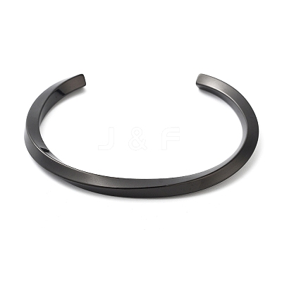 304 Stainless Steel Twisted Open Cuff Bangles for Women BJEW-B097-01B-1