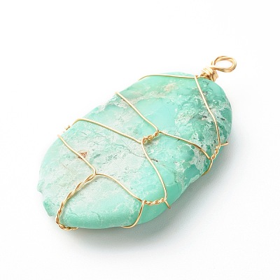 Natural Chrysoprase Pendants PALLOY-JF00871-1