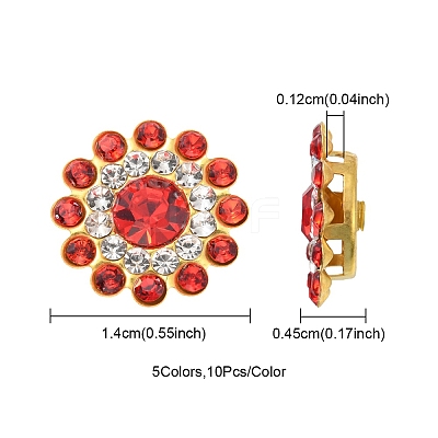 50Pcs 5 Colors Sew on Rhinestone RGLA-YW0002-03-1