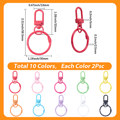 20Pcs 10 Colors Spray Painted Zinc Alloy Swivel Clasps FIND-SP0005-53-1