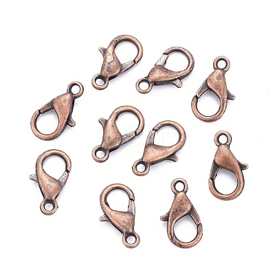 Red Copper Tone Zinc Alloy Lobster Claw Clasps X-E102-NFR-1
