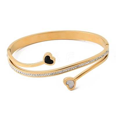 304 Stainless Steel Hinged Bangles for Women BJEW-D408-17G-1