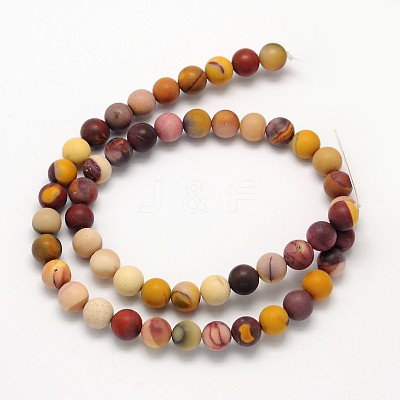 Frosted Round Natural Mookaite Beads Strands G-N0166-65-8mm-1