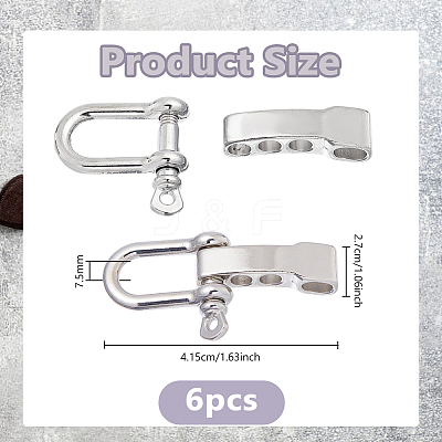 6 Sets Alloy D-Ring Anchor Shackle Clasps FIND-DC0007-79-1