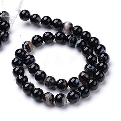Natural Black Agate Bead Strands G-R412-19-6mm-1