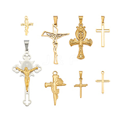 8Pcs 8 Styles 304 Stainless Steel Pendants STAS-PH0006-06-1