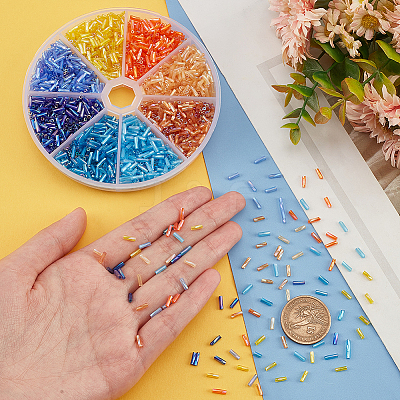 2880Pcs 8 Colors Opaque Colours Glass Twist Bugle Beads EGLA-PH0001-33-1