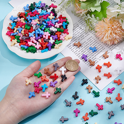 300Pcs 15 Colors Opaque Acrylic Beads SACR-UN0001-04-1