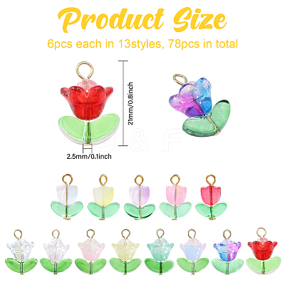 78Pcs 14 Styles Glass Pendants PALLOY-CA00003-1
