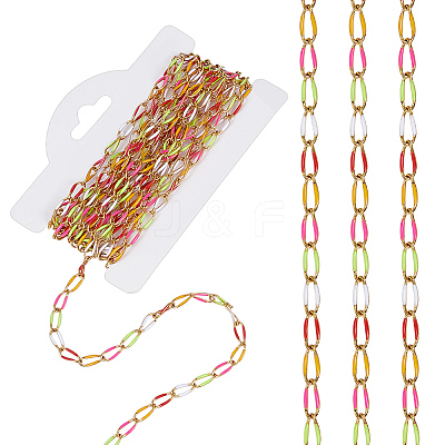 Stainless Steel Enamel Curb Chains CHS-WH0009-07G-04-1