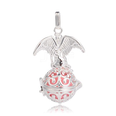 Silver Color Plated Brass Hollow Round Cage Pendants KK-J248-03S-1