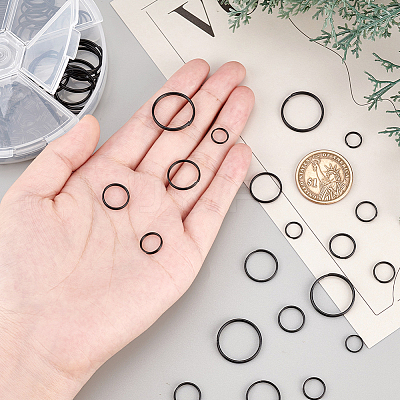 373Pcs 5 Styles Iron Split Key Rings IFIN-PH0001-93-1