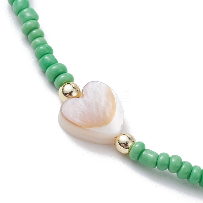 5Pcs 5 Colors Natural Shell Heart & Seed Braided Bead Bracelets Set BJEW-JB10039-03-1
