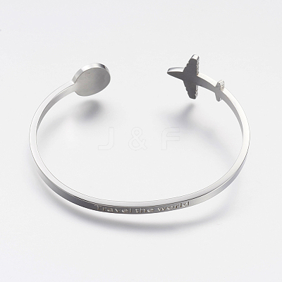 Tarnish Resistant 304 Stainless Steel Cuff Bangles LS-BJEW-N0028-02P-1