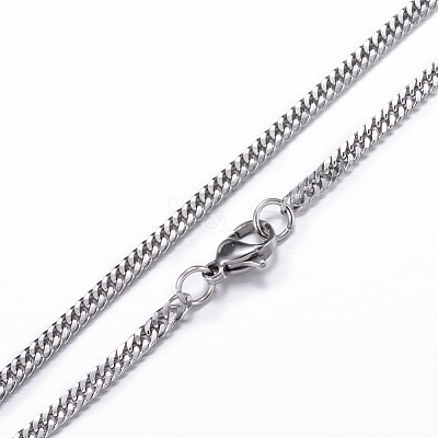 Tarnish Resistant 304 Stainless Steel Curb Chain Necklaces LS-NJEW-P147-03P-1