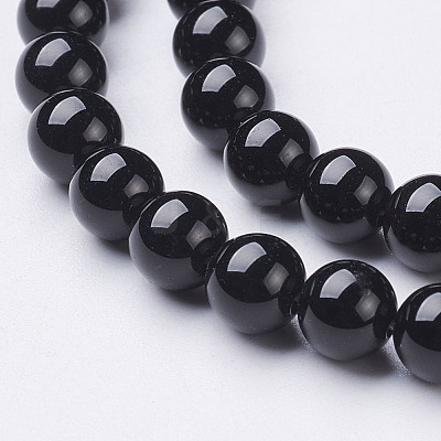 Natural Dyed & Heated Black Onyx Round Beads Strands X-GSR6mmC097-1