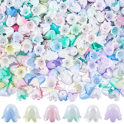 480Pcs 6 Colors Plastic Bead Caps FIND-SC0017-30-1