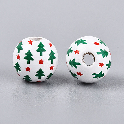 Spray Painted Schima Wood Beads WOOD-T032-36C-1