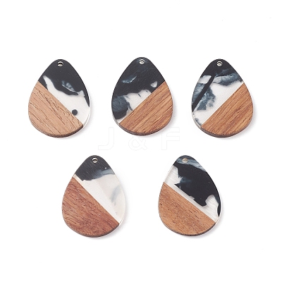 Pearlized Resin & Walnut Wood Pendants WOOD-C016-01I-1