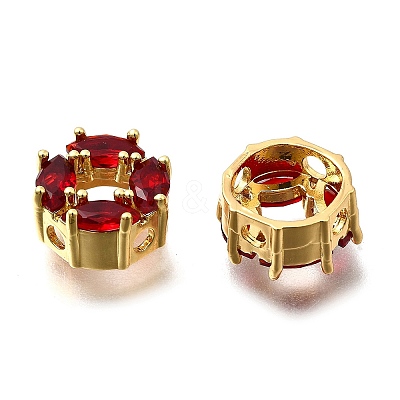 Brass Micro Pave Cubic Zirconia Beads KK-F913-02G-1