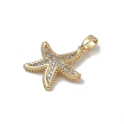 Brass Micro Pave Clear Cubic Zirconia Pendants KK-B138-05G-1