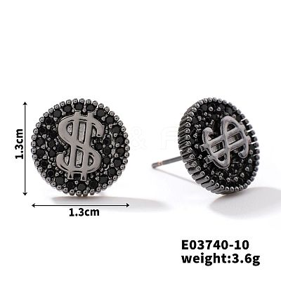 Chic Brass Cubic Zirconia Stud Earrings ZD1304-2-1