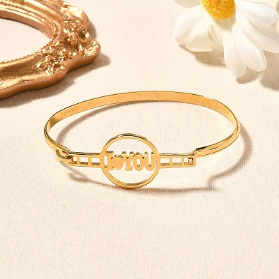 201 Stainless Steel Flat Round Link Bangles for Women LS-BJEW-R014-01G-04-1