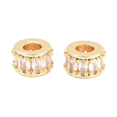 Brass Micro Pave Clear Cubic Zirconia European Beads KK-B186-17G-1