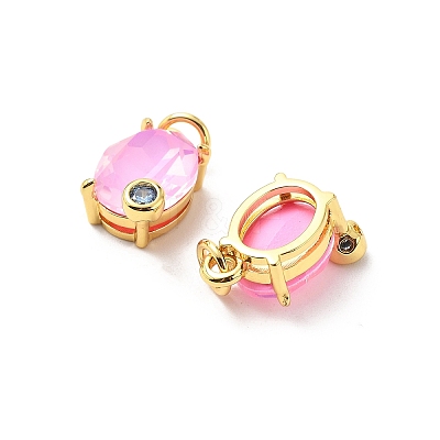 Oval Brass Micro Pave Cubic Zirconia Pendants KK-L237-020G-05-1