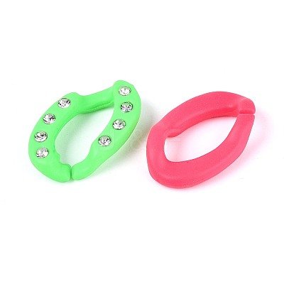Opaque Spray Painted Acrylic Crystal Rhinestone Linking Rings OACR-T031-03M-1
