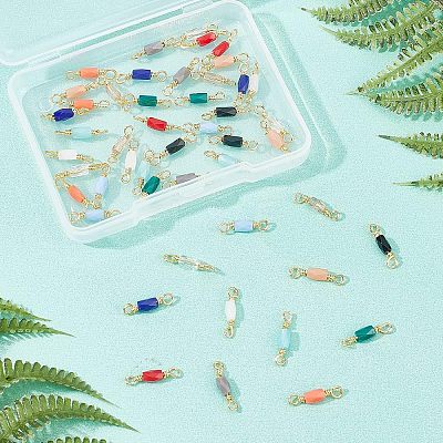 40pcs 10 colors Electroplated Glass Links Connectors KK-FH0003-10-1