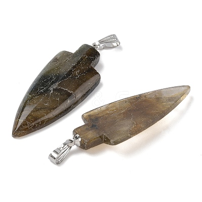 Natural Labradorite Arrowhead Pendants G-Z095-03P-1