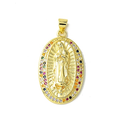 Real 18K Gold Plated Brass Micro Pave Cubic Zirconia Pendants KK-H472-17G-01-1