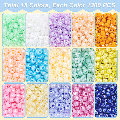 15 Colors Glass Seed Beads SEED-PH0012-08-WH-1