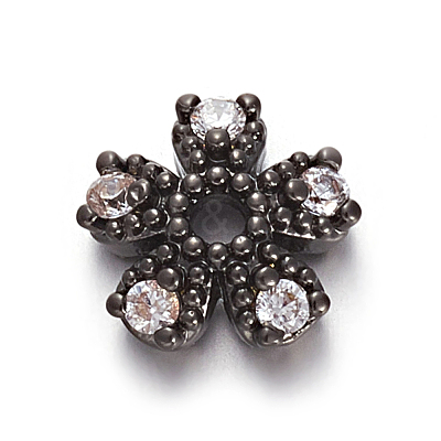 Brass Micro Pave Cubic Zirconia Bead Cap ZIRC-E158-10B-1