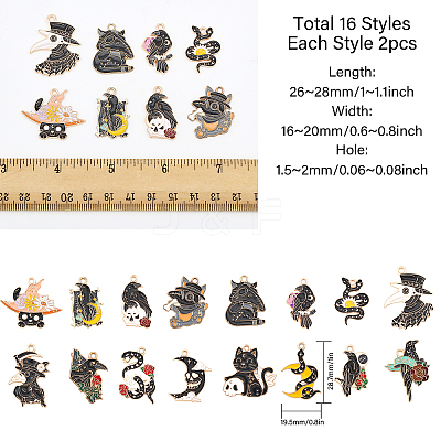 32Pcs 16 Style Alloy Enamel Pendants ENAM-CA0001-49-1