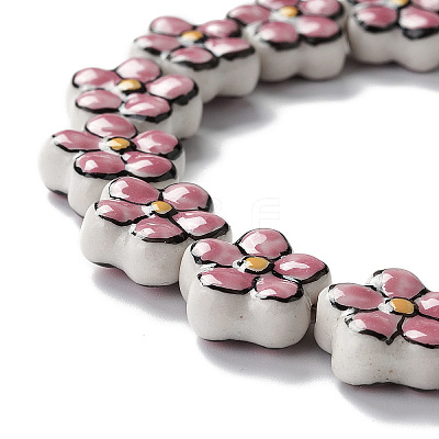 Handmade Porcelain Flower Beads Strands PORC-F003-01F-1
