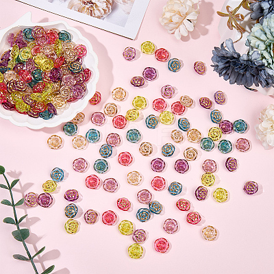 180Pcs 6 Colors Transparent Acrylic Buttons DIY-CY0002-02-1
