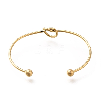 Ion Plating(IP) 304 Stainless Steel Knot Cuff Bangles for Women BJEW-M233-04G-1