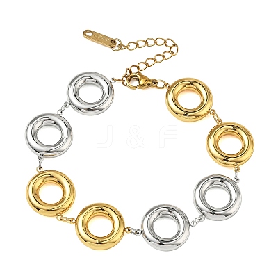 Two Tone 304 Stainless Steel Dual-Tone Orbit Chain Bracelets for Women BJEW-A169-14GP-1