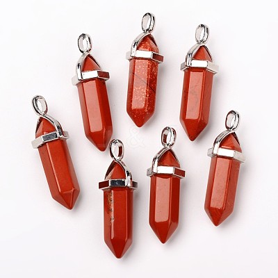 Natural Red Jasper Double Terminated Pointed Pendants X-G-F295-04D-1