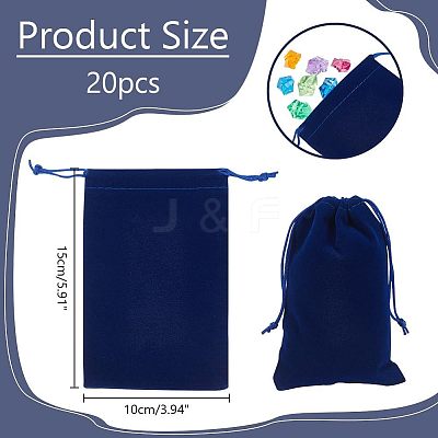20Pcs Rectangle Velvet Drawstring Pouches TP-NB0001-62B-1