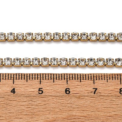 3MM 304 Stainless Steel Rhinestone Cup Chain Necklaces for Women NJEW-G175-01G-02-1