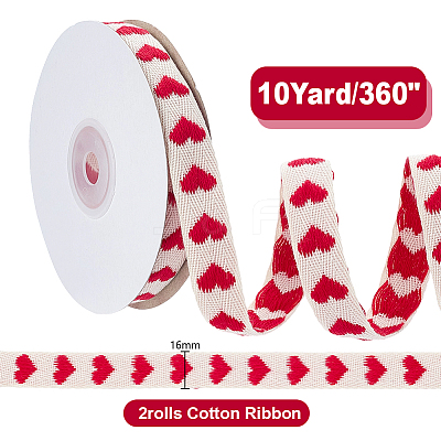 2Roll Valentine's Day Polycotton(Polyester Cotton) Ribbon OCOR-HY0001-52-1