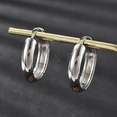 201 Stainless Steel Hoop Earrings LS-EJEW-P304-15B-P-1